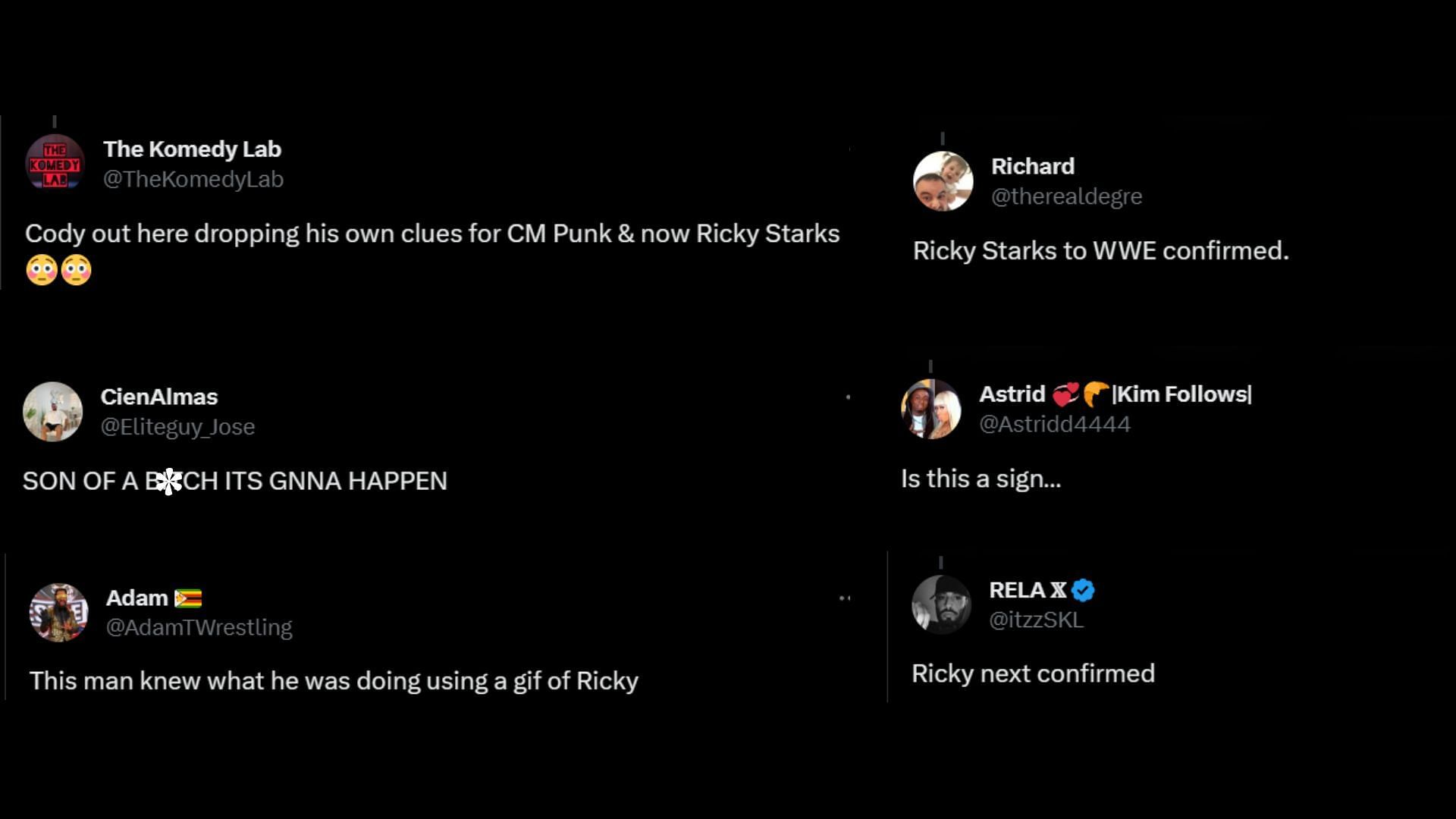 Screenshot of the fans' Twitter reactions.